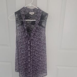 Siren Lily Purple and Black Lace Blouse